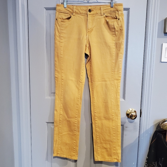 yellow straight leg jeans
